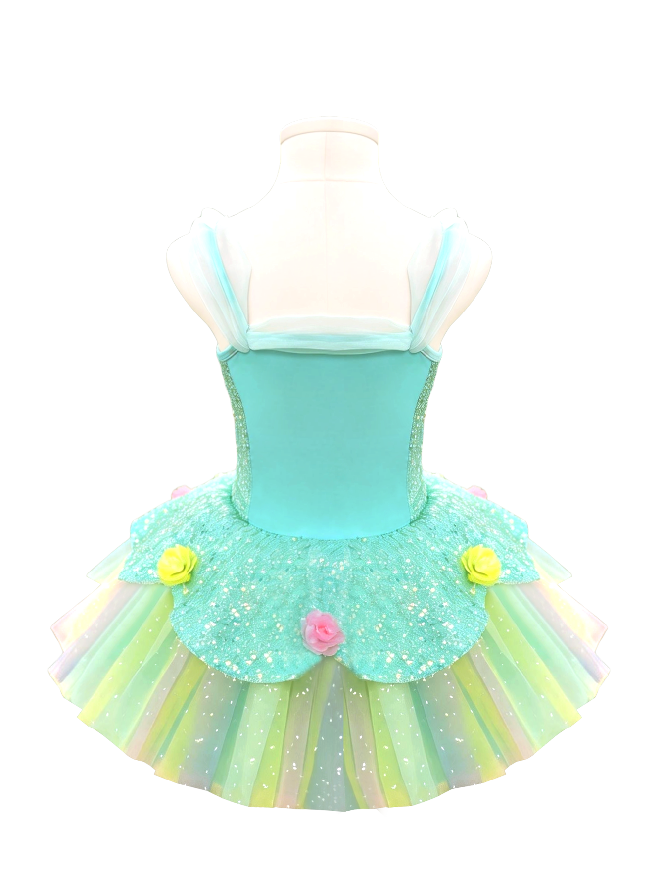 Girls Green Floral Ballet Leotard Princess Tutu-ALP0119