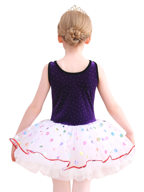 Kids Ballet Tutu Dress, Sparkle Velvet Dance Costume for Girls-ALP091