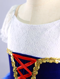 Girls Snow White Puff Lace Sleeve Ballet Tutu Dance Costume
