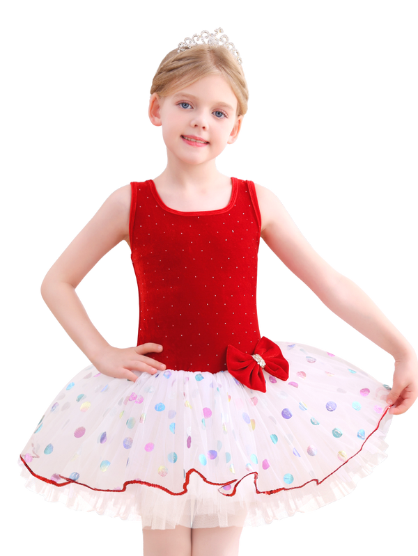 Kids Ballet Tutu Dress, Sparkle Velvet Dance Costume for Girls-ALP091