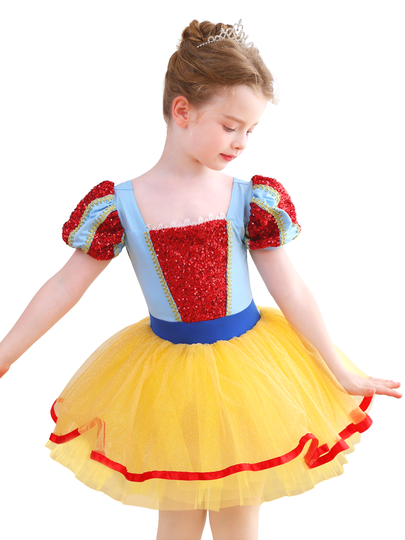 Girls Red Blue Yellow Princess Ballet Tutu Dress, Sparkly Dance Costume-ALP058
