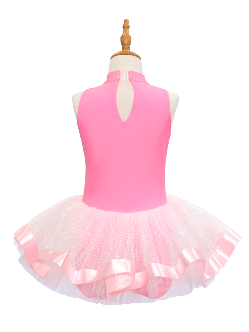 Kids Jazz Dance Leotard - Tutu Romper with Sequin Heart & Bow-JSP003