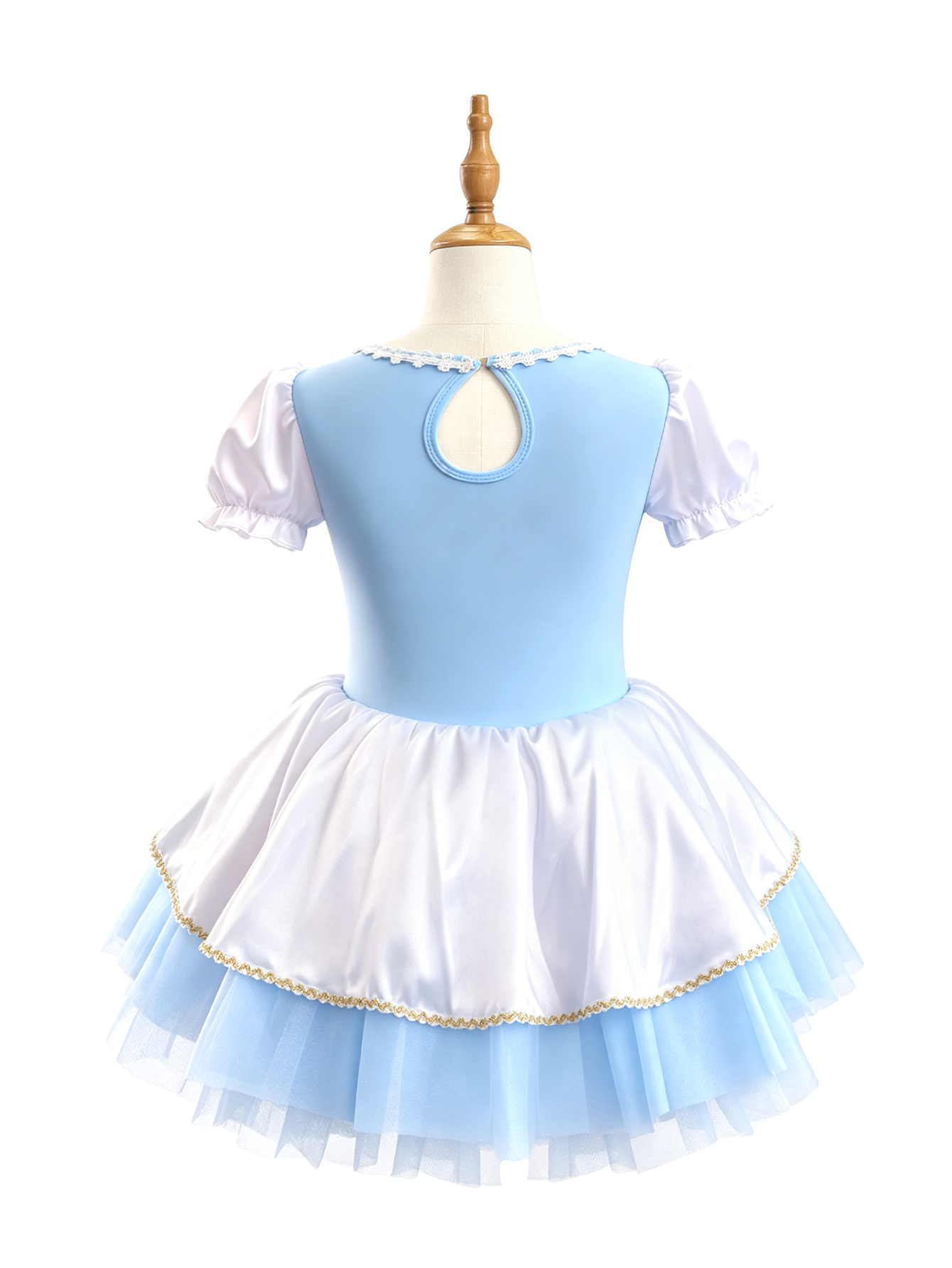 Girls Puff Sleeve Heart Glitter Ballet Leotard Princess Tutu Dress-ALP069