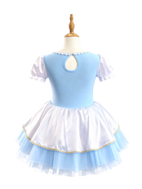 Girls Puff Sleeve Heart Glitter Ballet Leotard Princess Tutu Dress-ALP069