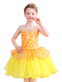 Girls Yellow Sequin Ballet Tutu Dress, Sparkle Performance Costume-ALP076