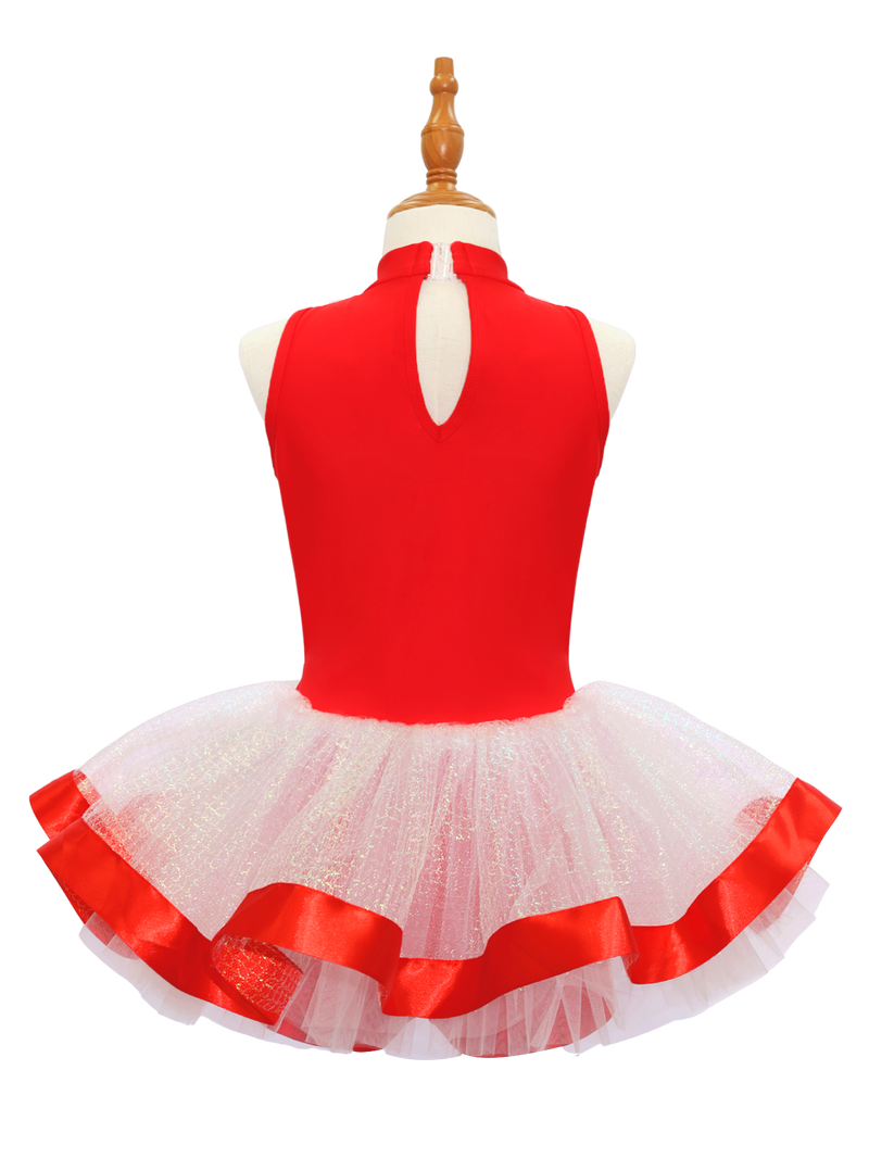Kids Jazz Dance Leotard - Tutu Romper with Sequin Heart & Bow-JSP003