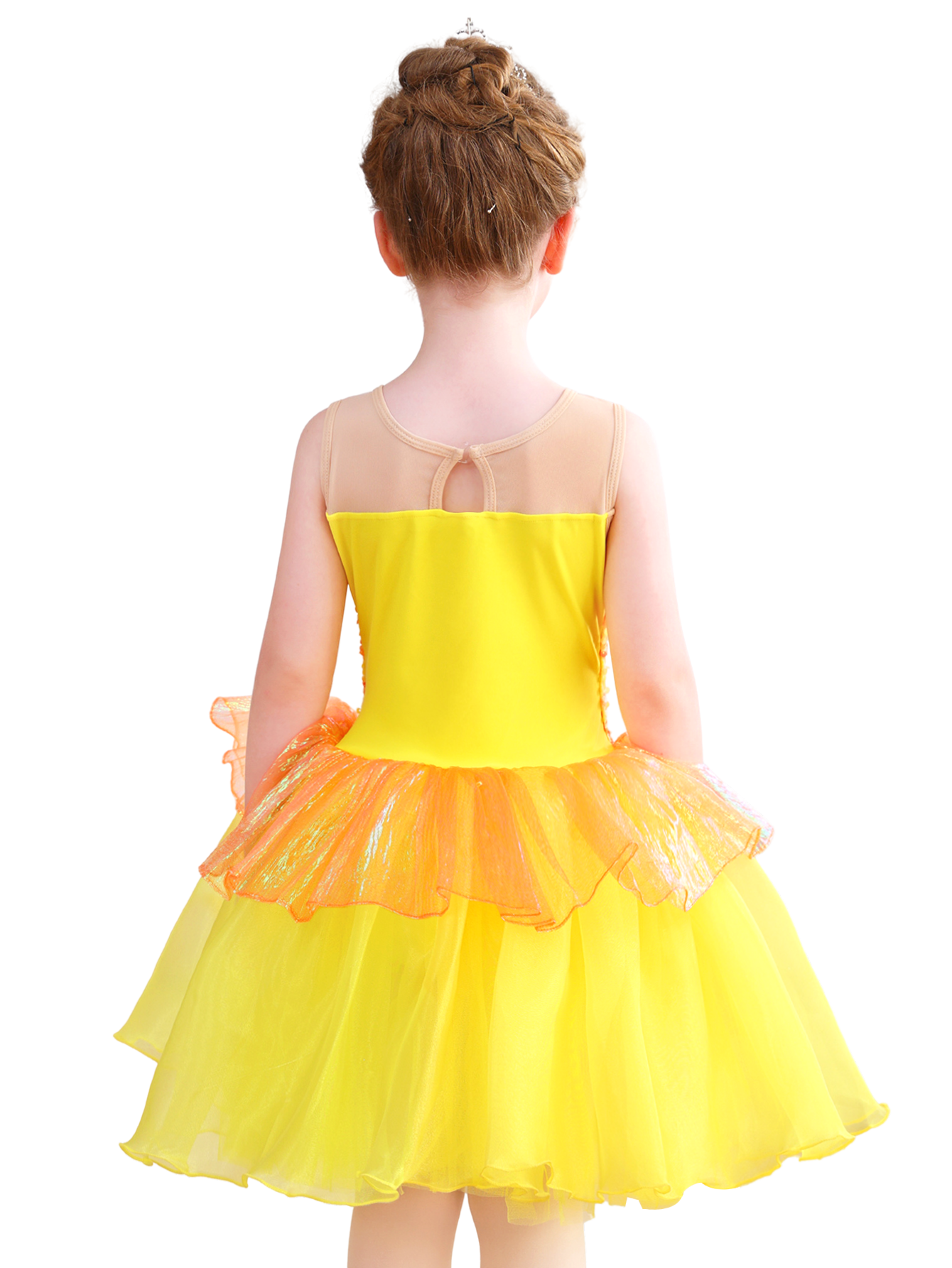 Girls Yellow Sequin Ballet Tutu Dress, Sparkle Performance Costume-ALP076