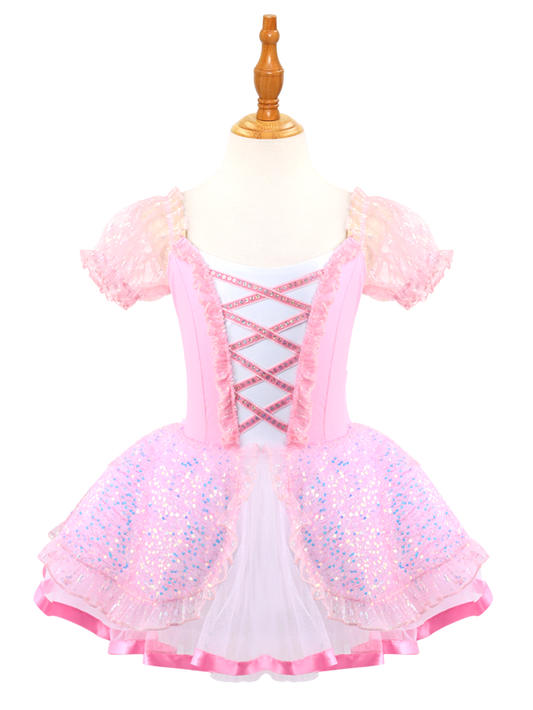 Girls Pink Ballet Leotard Princess Tutu Dress-ALP024