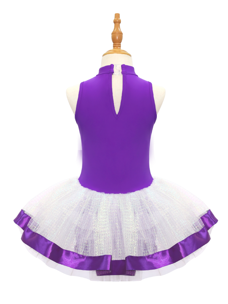 Kids Jazz Dance Leotard - Tutu Romper with Sequin Heart & Bow-JSP003