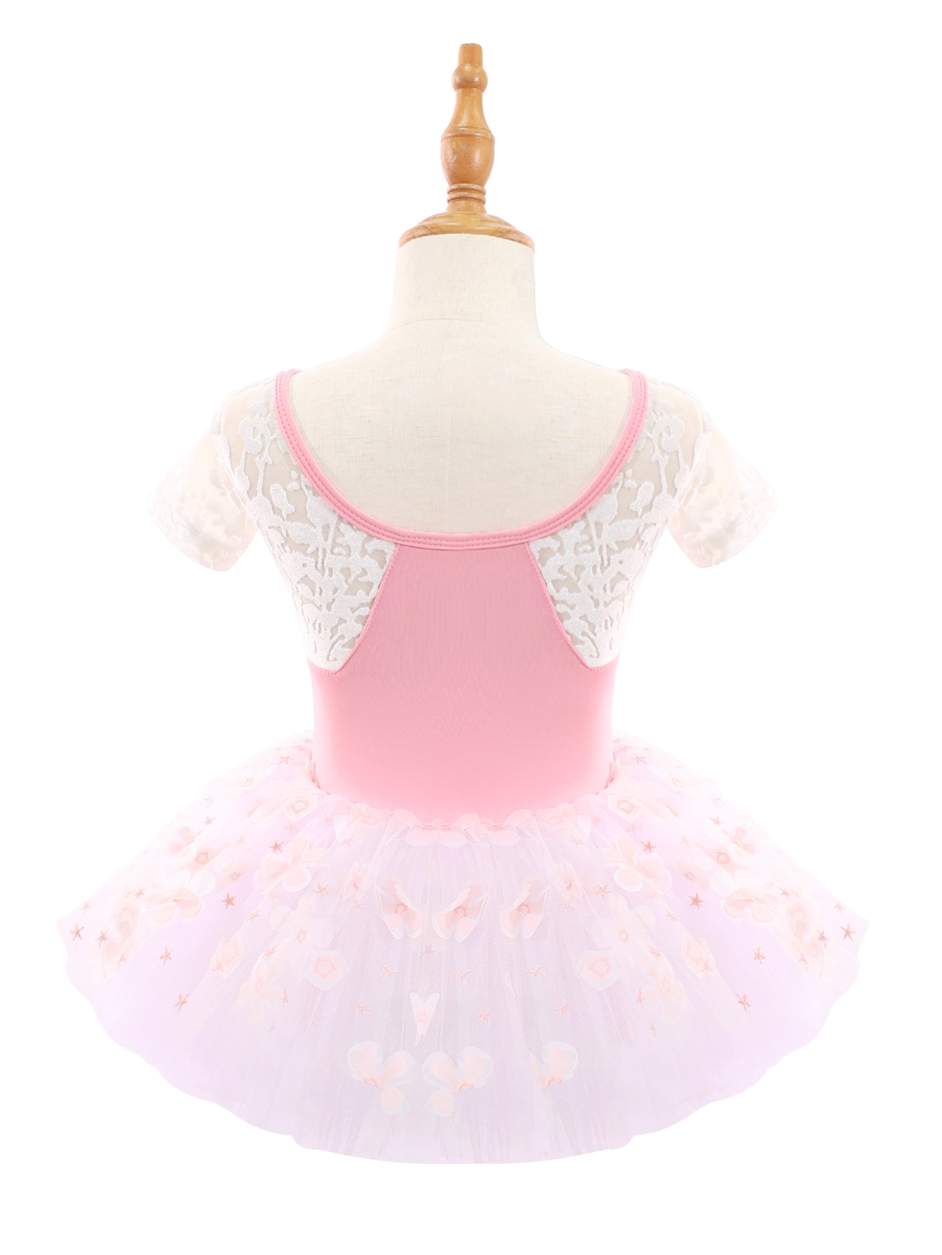Kids Pink Floral Ballet Leotard Tutu Dress-AM193