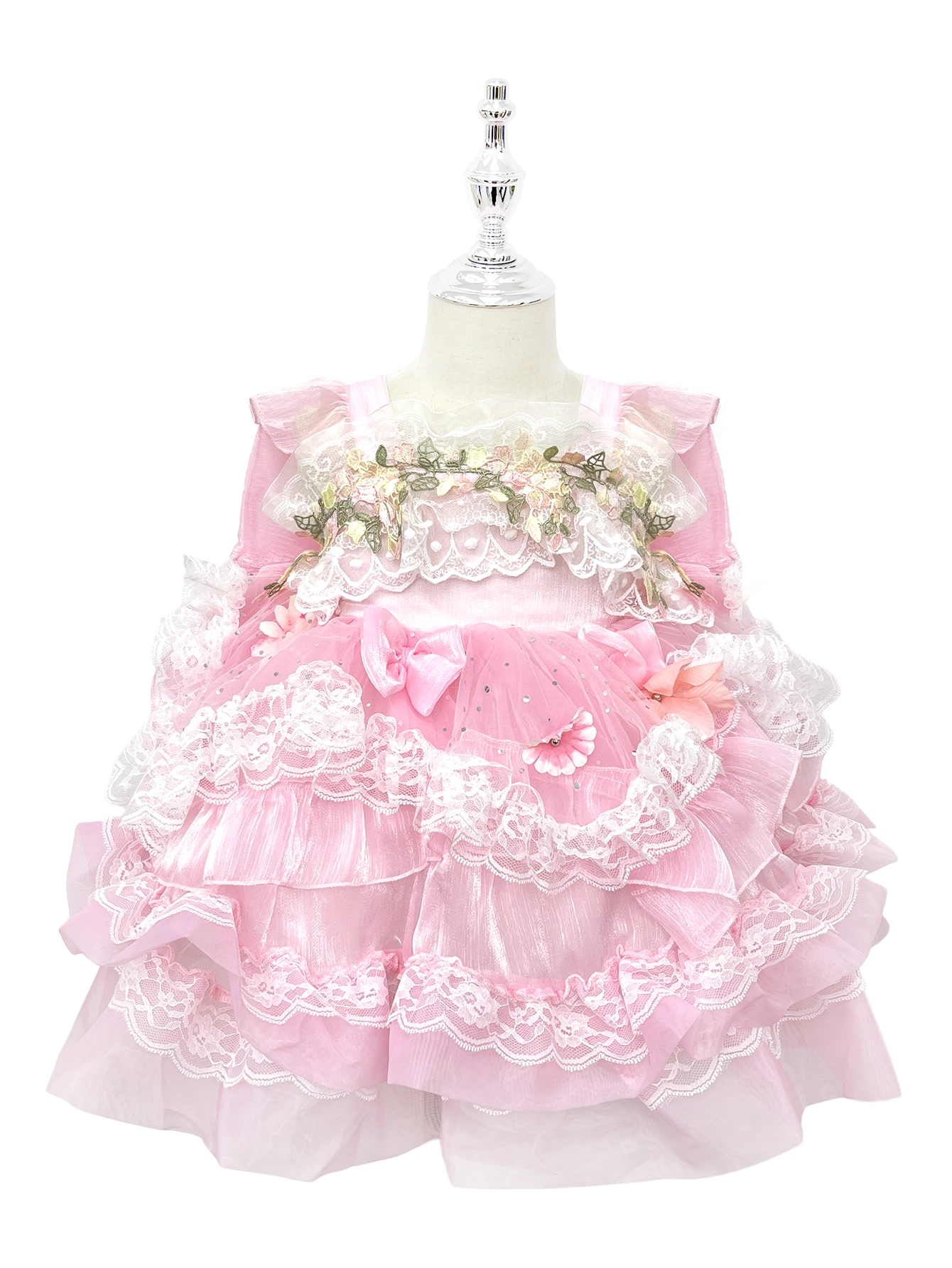 Pink Floral Lace Lolita Princess Dress for Toddlers-W26055