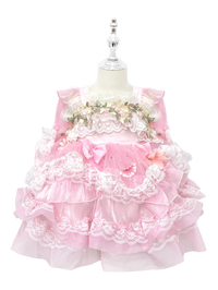 Pink Floral Lace Lolita Princess Dress for Toddlers-W26055