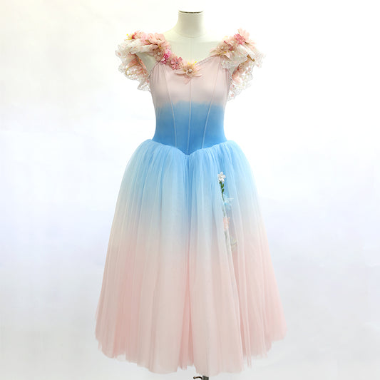 Gradient Pink and Blue Long Romantic Ballet Tutu Dress-Size SA | Ready-to-Ship