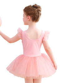 Girls Pink Heart Sequin Ballet Tutu Dress, Sparkly Tulle Dance Costume-ALP055