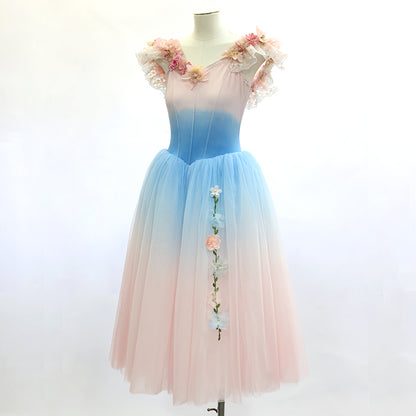 Gradient Pink and Blue Long Romantic Ballet TuTu Dress-Size SA | Ready-to-Ship