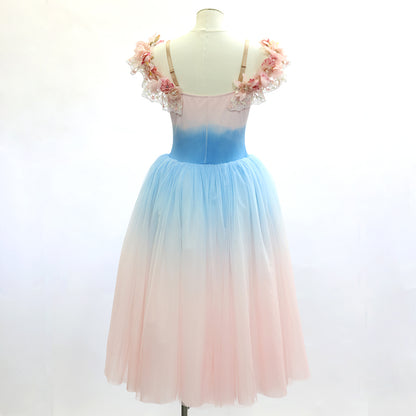 Gradient Pink and Blue Long Romantic Ballet TuTu Dress-Size SA | Ready-to-Ship