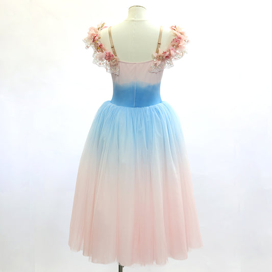 Gradient Pink and Blue Long Romantic Ballet Tutu Dress-Size SA | Ready-to-Ship