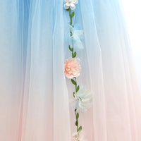 Gradient Pink and Blue Long Romantic Ballet TuTu Dress-Size SA | Ready-to-Ship