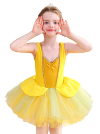 Girls Yellow Princess Ballet Tutu Dress, Sparkle Dance Costume-ALP075