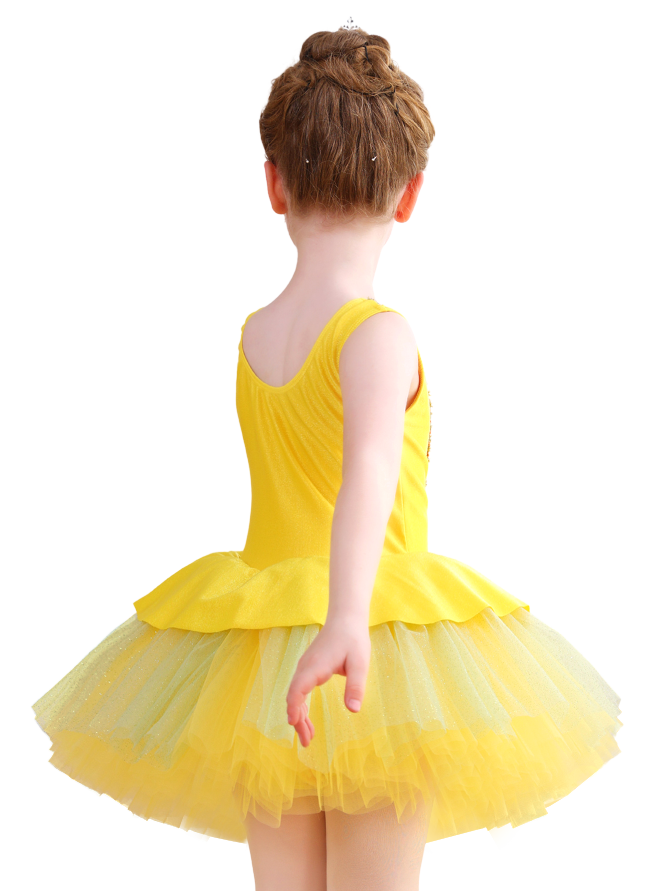 Girls Yellow Princess Ballet Tutu Dress, Sparkle Dance Costume-ALP075
