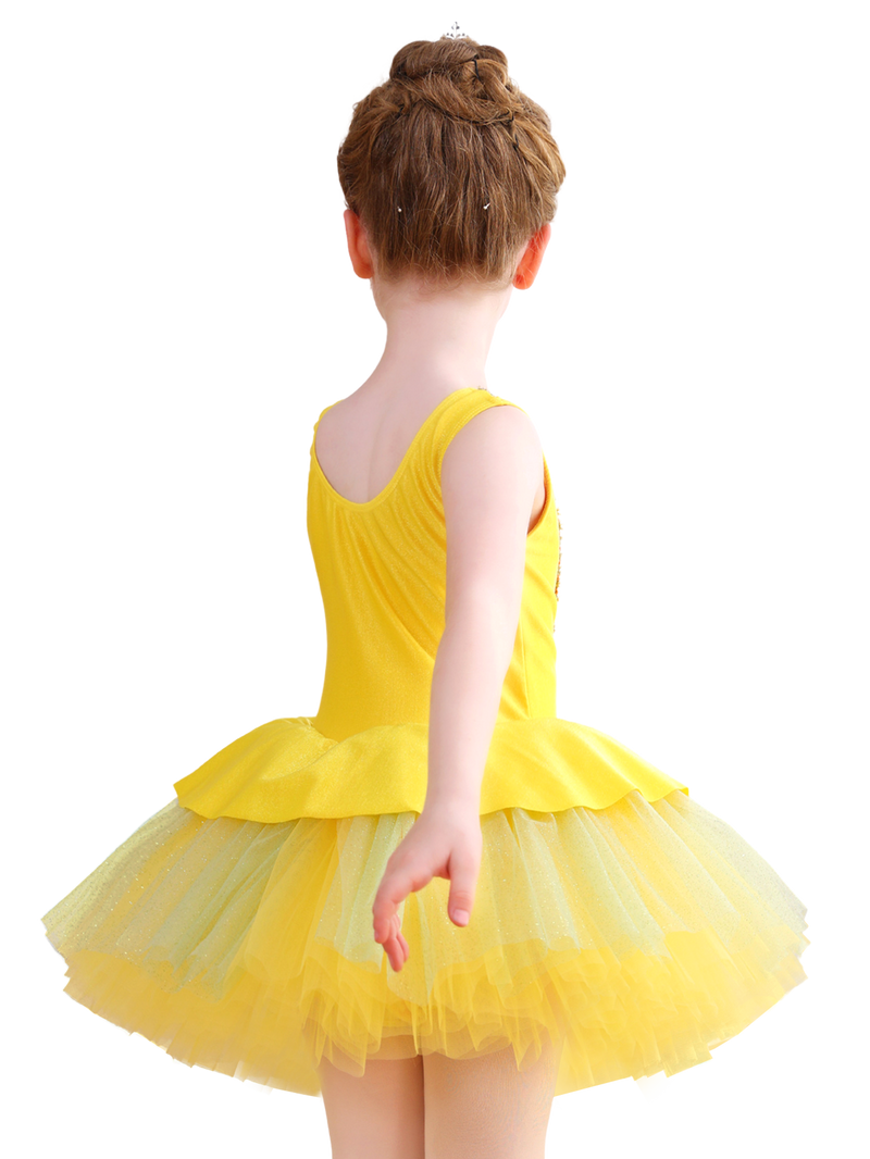 Girls Yellow Princess Ballet Tutu Dress, Sparkle Dance Costume-ALP075