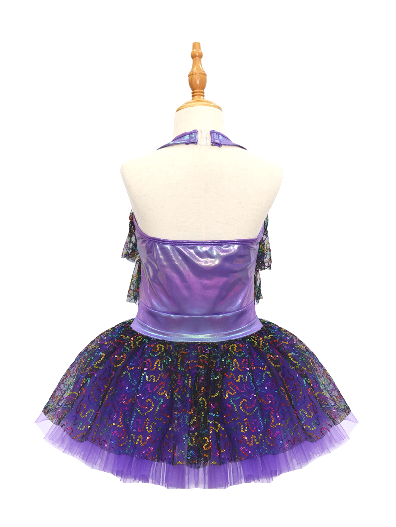 Purple Sequin Kids Jazz Dance Costume JSP020