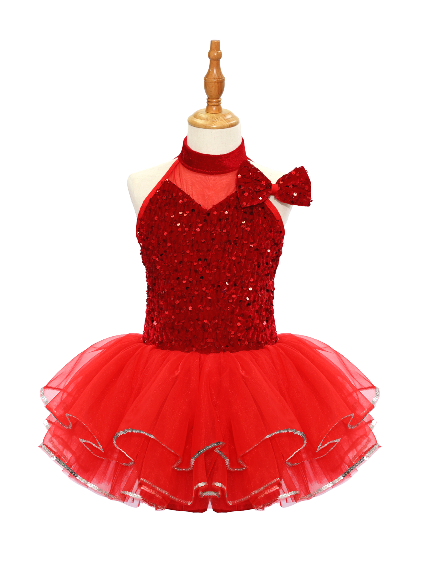 Red Sequin Kids Jazz Dance Costume JSP020