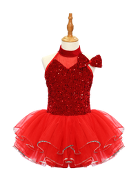 Red Sequin Kids Jazz Dance Costume JSP020