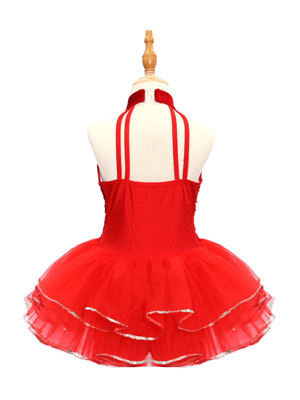 Red Sequin Kids Jazz Dance Costume JSP020