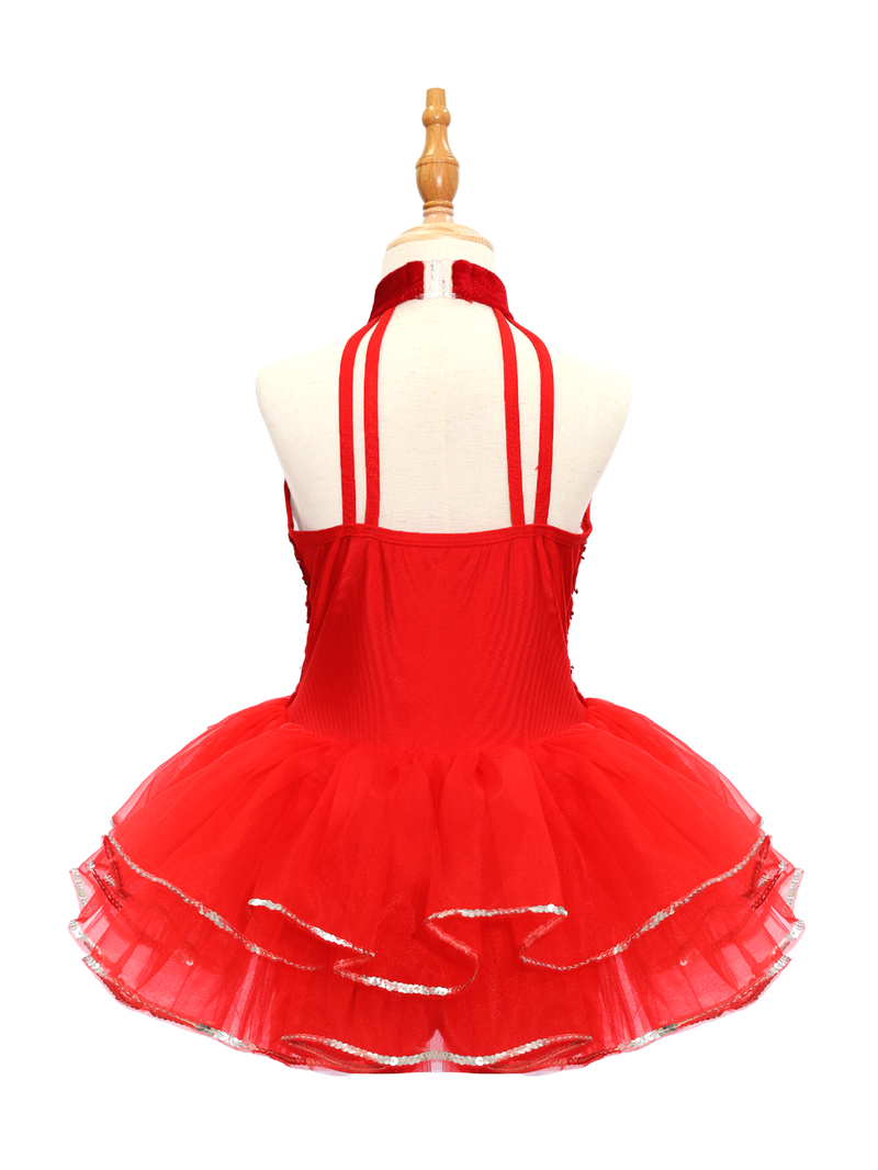 Red Sequin Kids Jazz Dance Costume JSP020