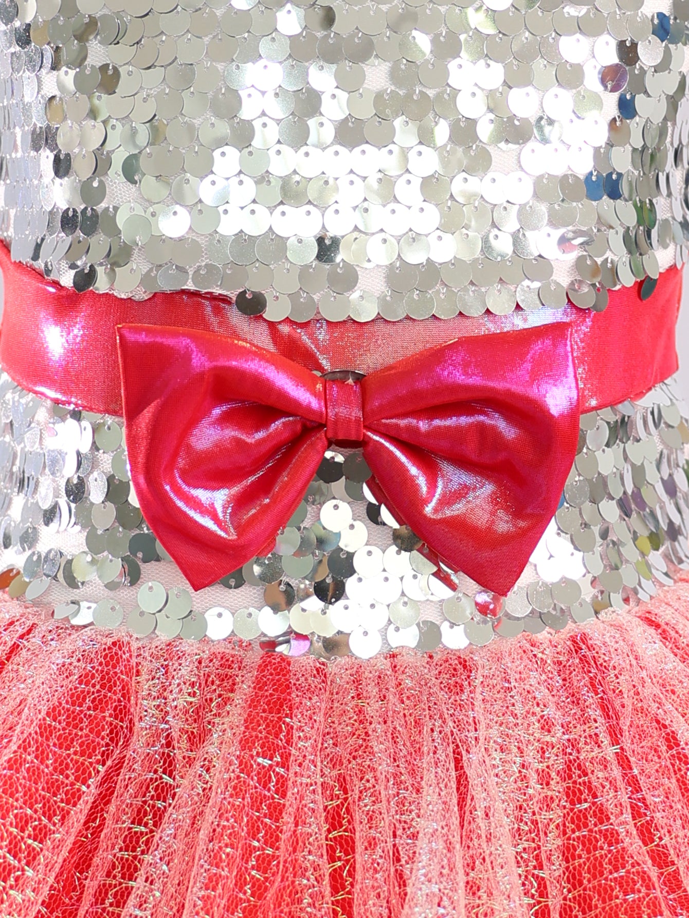 Kids Metallic Red Patent Trim Sparkly Stage Dance Costume