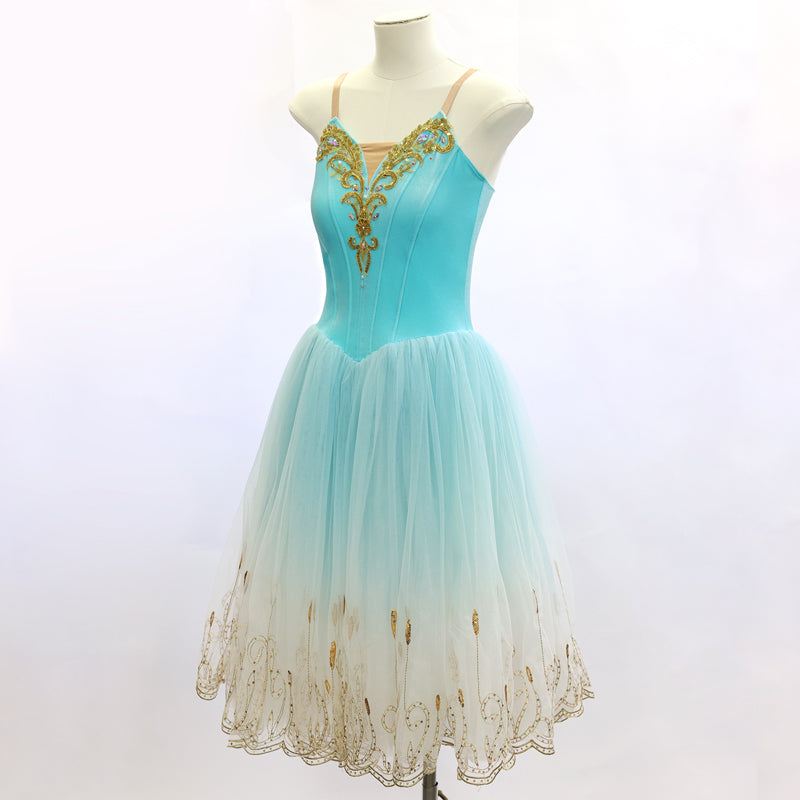 Gradient Blue Long Romantic Ballet TuTu Dress Costume - Size 155 | Ready-to-Ship