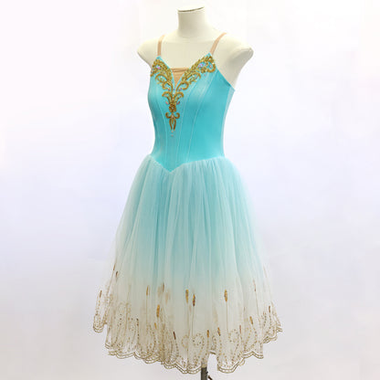 Gradient Blue Long Romantic Ballet TuTu Dress Costume - Size 155 | Ready-to-Ship
