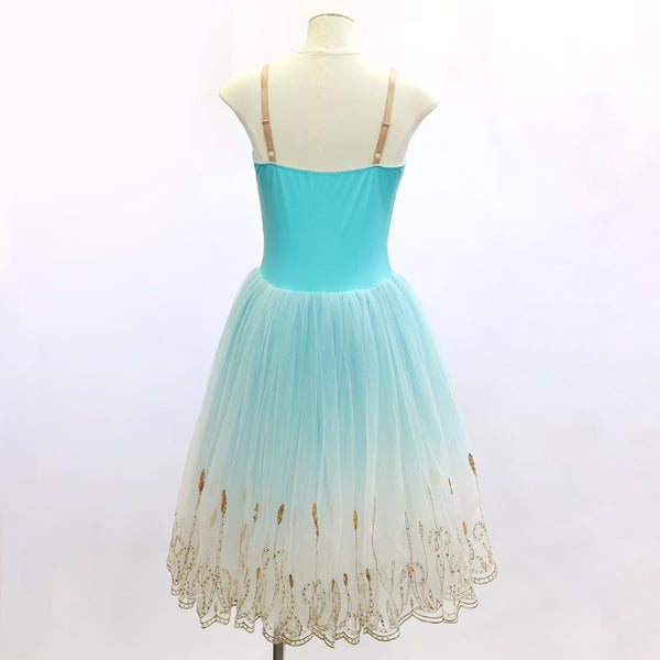 Gradient Blue Long Romantic Ballet Tutu Dress Costume - Size 155 | Ready-to-Ship