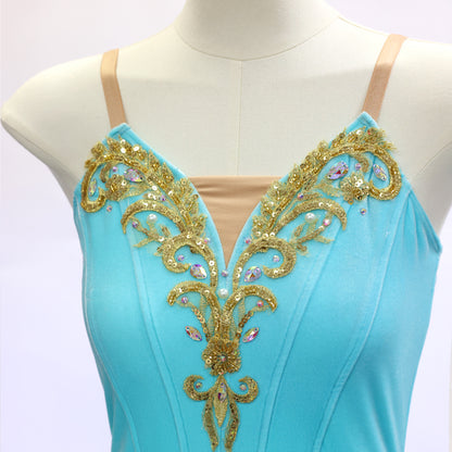 Gradient Blue Long Romantic Ballet TuTu Dress Costume - Size 155 | Ready-to-Ship