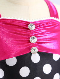 Black White Polka Dot Hot Pink Girls Ballet Tutu Dress Rhinestone Dance Costume