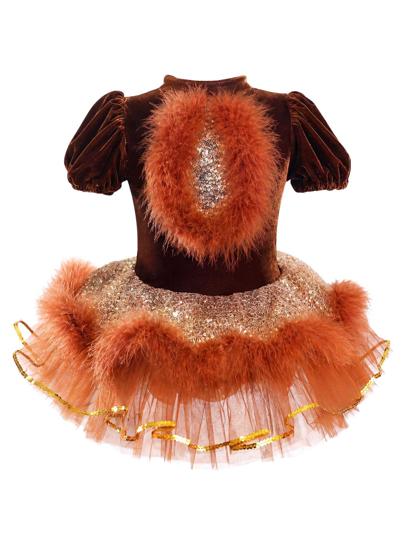 Kids Animal Theme Puff Sleeve Fluffy Performance Tutu