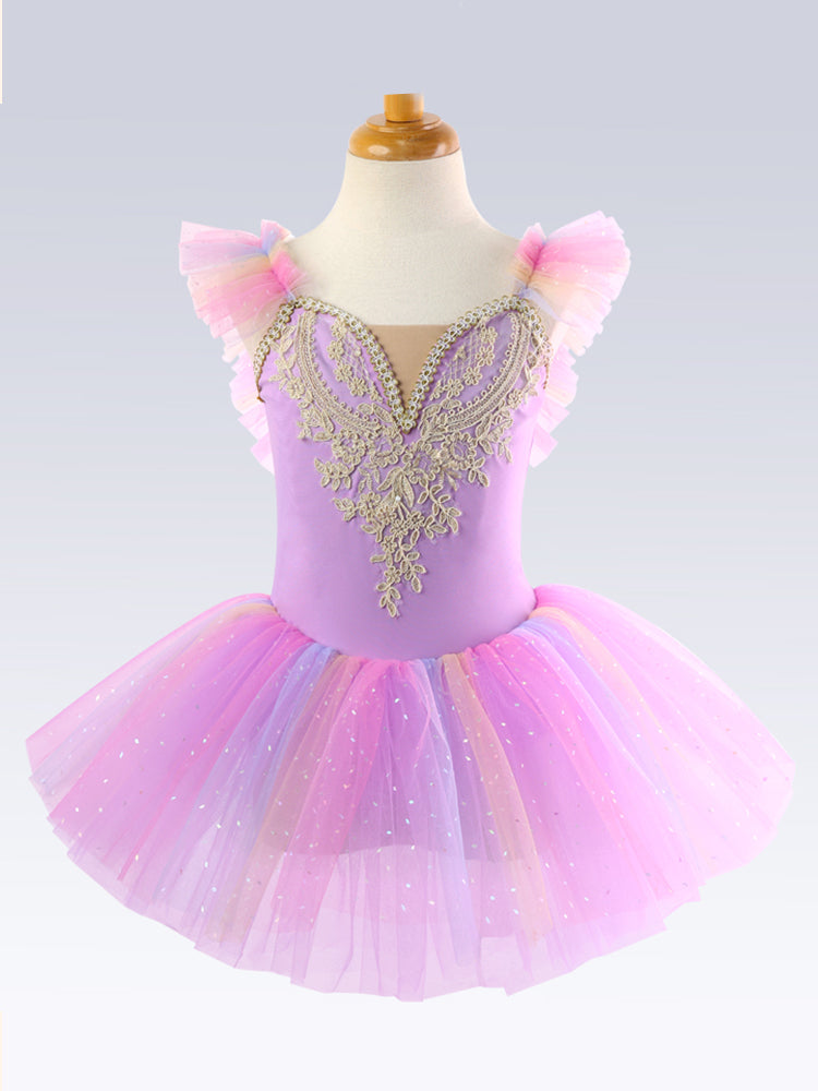 Girls Pink Lace Ballet Leotard Princess Tutu Dress-ALP023