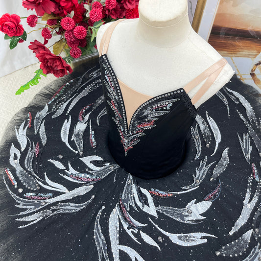 Black Swan Variation Tutu - Stunning Ballet Performance Costume for Swan Lake-MDT1494