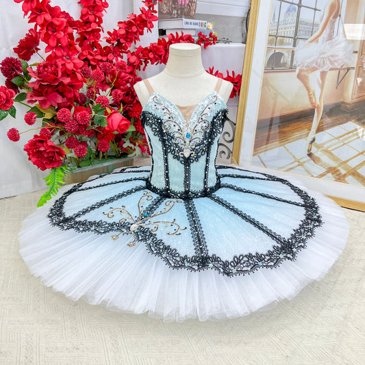 Professional Paquita Blue Gradient Lace Ballet Performance Costume - Customizable for Adults and Children-MDT1675