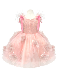 Sparkly Pink Flower Girl Dress with 3D Flowers-J274