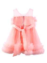 Girls Coral 3D Flower Tulle Princess Dress Gown-XGZ8015