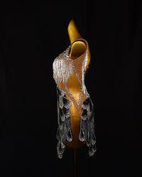 Black Crystal Petal Latin Dance Dress