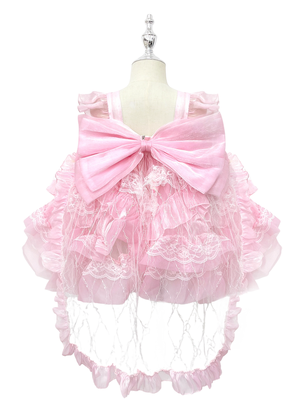 Pink Floral Lace Lolita Princess Dress for Toddlers-W26055