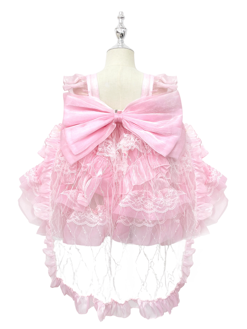 Pink Floral Lace Lolita Princess Dress for Toddlers-W26055