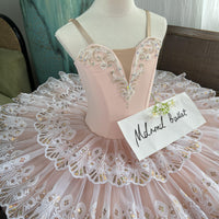 Exquisite Pink Ballet Tutu with Embroidered Lace and Sparkling Sequin Accents - MDT0397