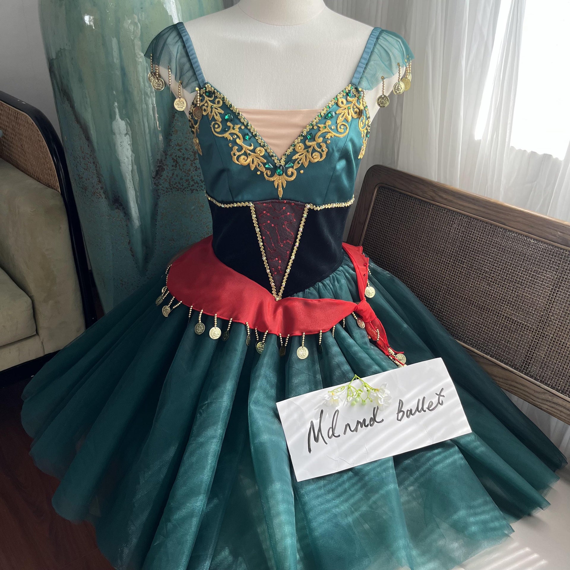 Green Ballet Tutu with Gold Embellishments and Coin Detail - MDC0361 –  Custom Ballet Tutu Dancewear