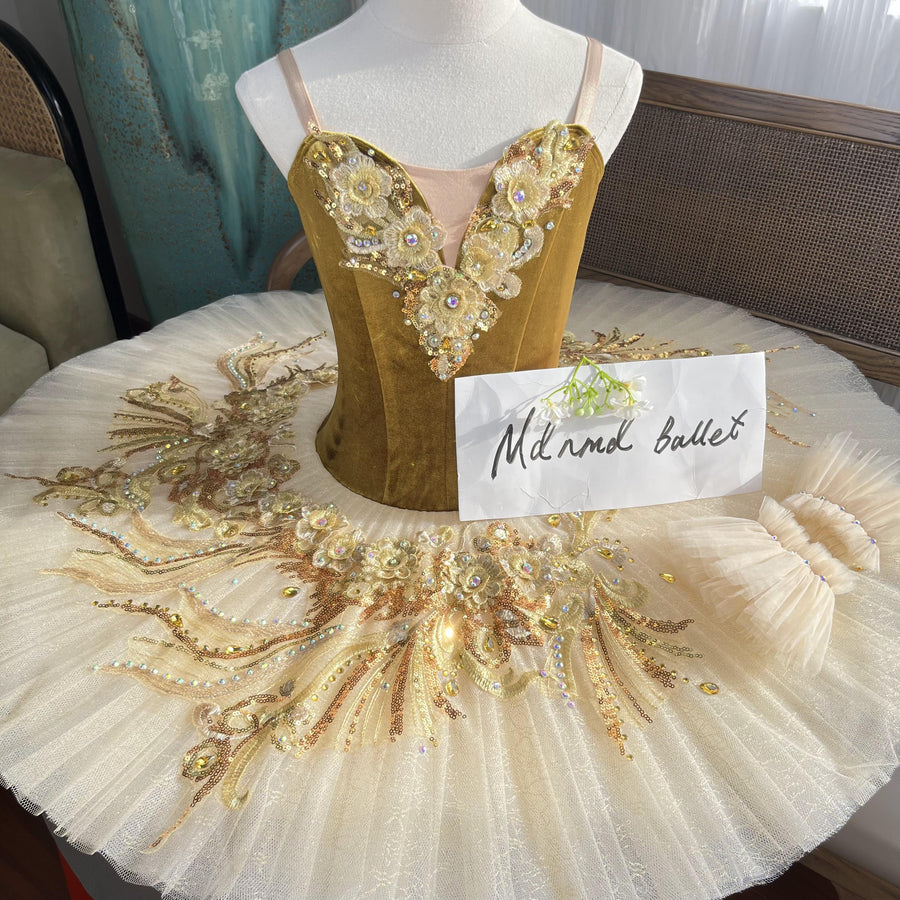 white gold dress real color Karibou Kids USA Willa Linen Reversible Tutu Dress main image 0
