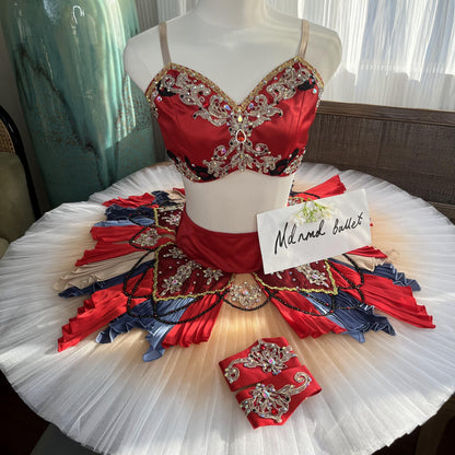 Exquisite Red and Gold Ballet Tutu Costume - BLT0542