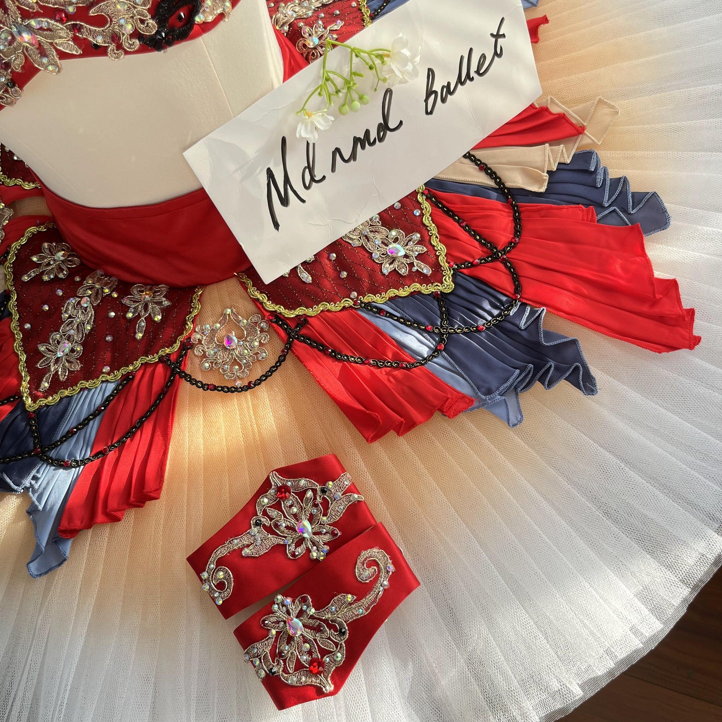 Exquisite Red and Gold Ballet Tutu Costume - BLT0542
